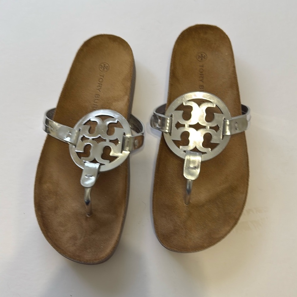 Tory Burch MILLER CLOUD Cork Silver - Size 9.5